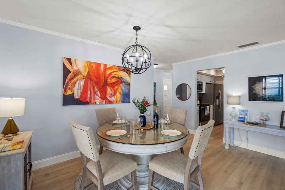 Gather around the table for meals, games, or morning coffee—comfortably seats four.