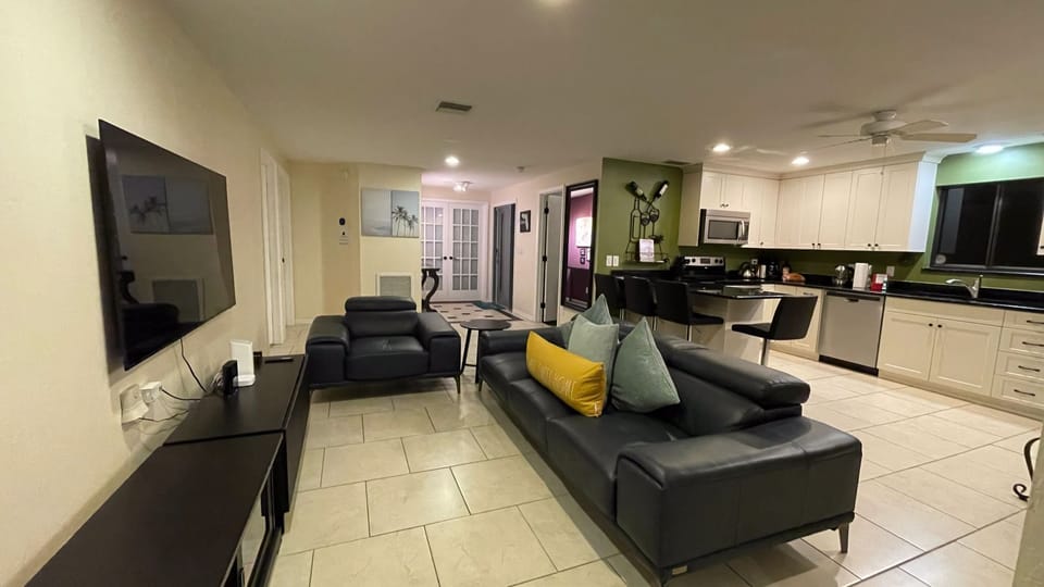 Living area onlooking kitchen