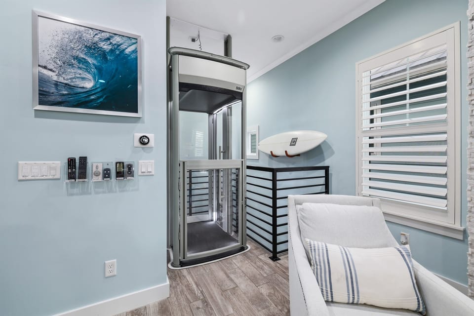 Private elevator offers easy access to every floor of the home.