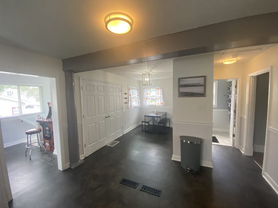 Kitchen space - view of breakfast nook and hall bath on main floor