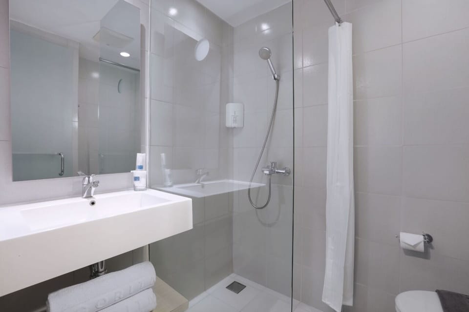 Shower, hair dryer, slippers, bidet
