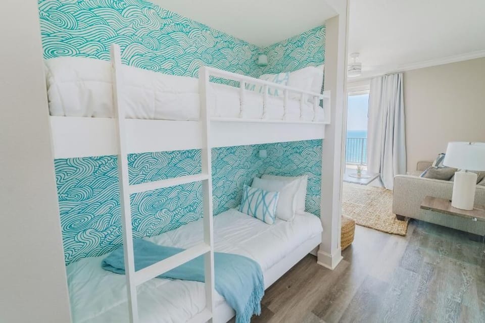 Twin size bunks in the hallway nook.