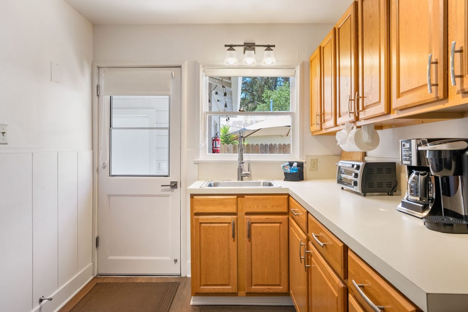 Our quaint Kitchen, we provide drip and Keurig machines, plus co