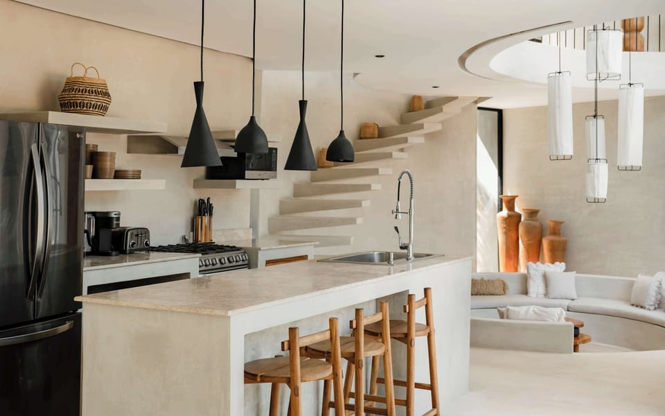 Kitchen island with bar seating — morning coffee never looked better.
