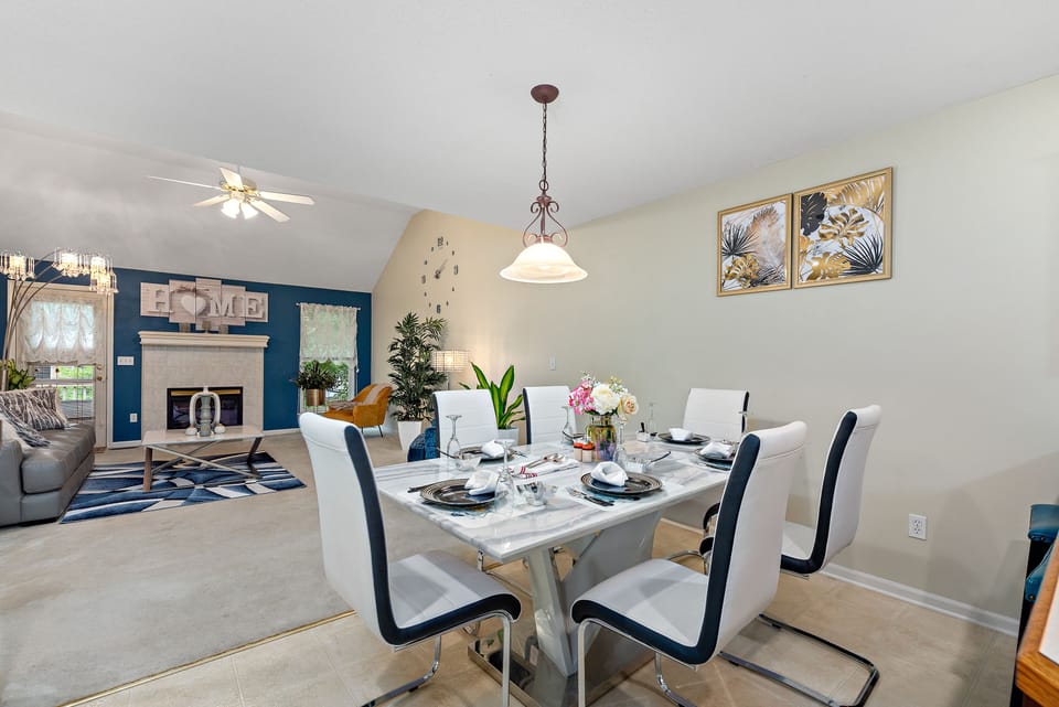 Enjoy family dinners and quality time together at our dining table. 