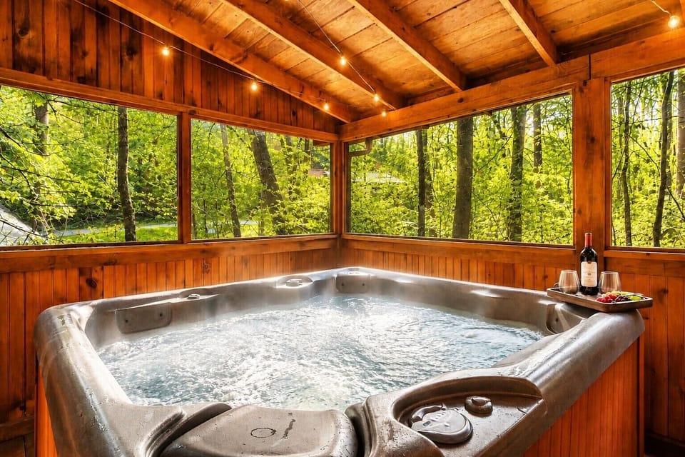 Unwind in the hot tub after a day of fun.