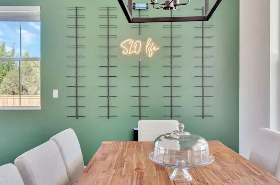 view of our "guest book" wine wall! sign an empty bottle of wine to be added
