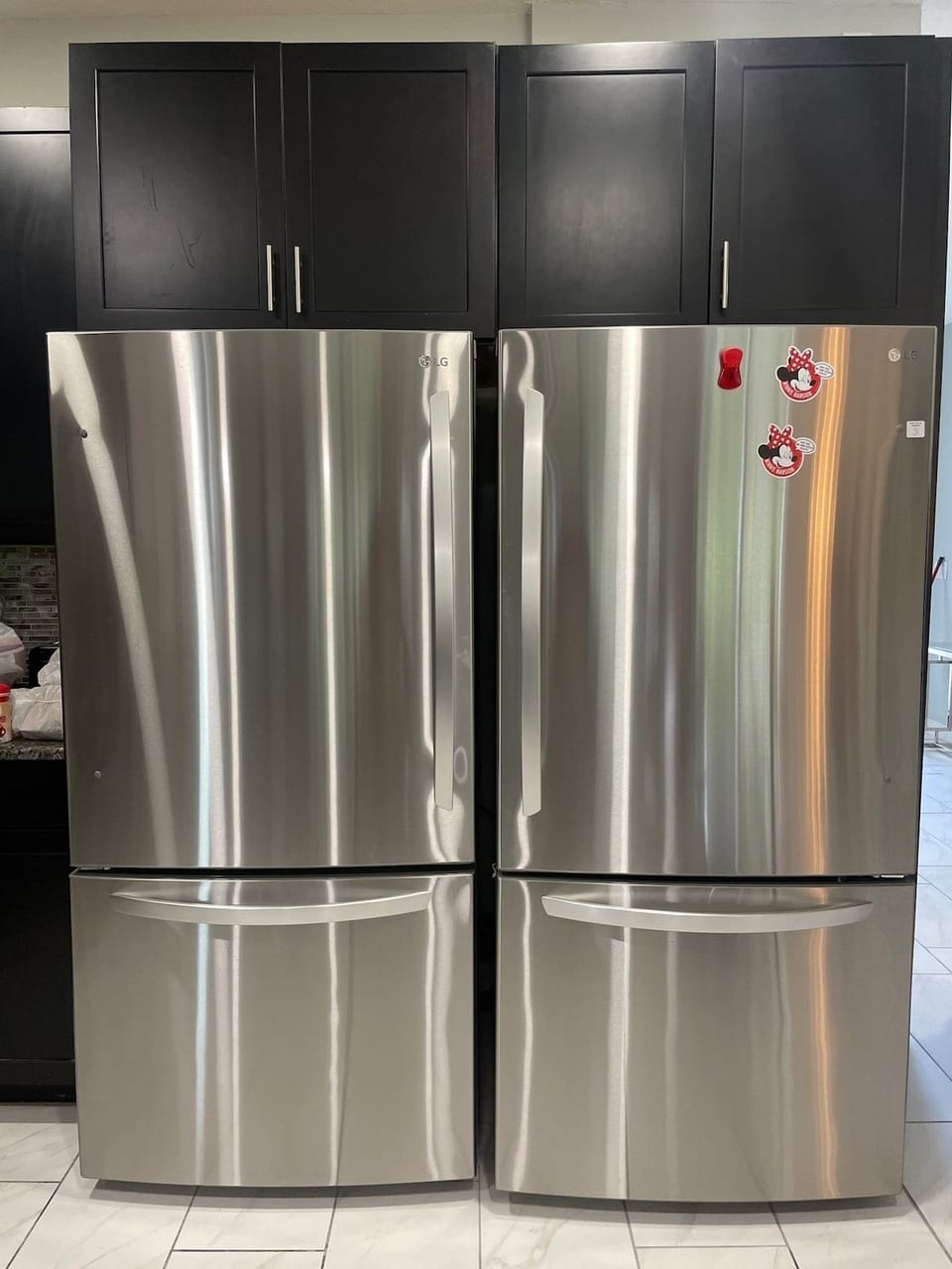 Double built in refrigerators provide plenty of space for groceries