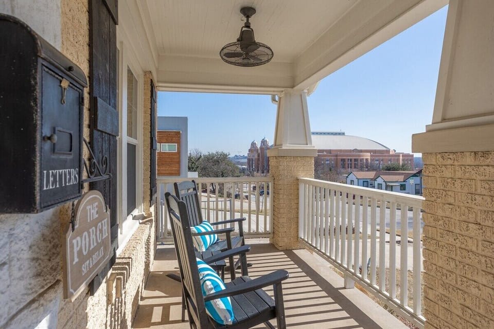 Enjoy leisurely moments on the front porch with two rocking chairs, perfect for passing the time. 

Please note, there are a couple of steps to the front porch.