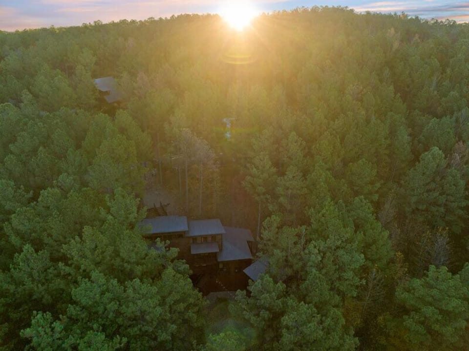Rustic Treehouse Cabin - Exterior Front of Cabin (Drone)