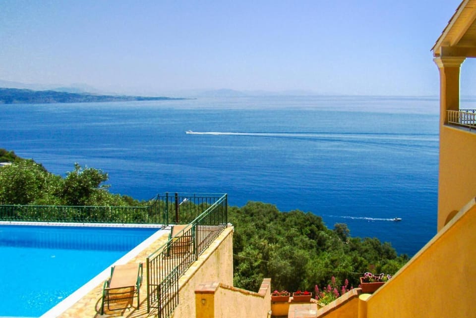 Private pool and terrace with sea views