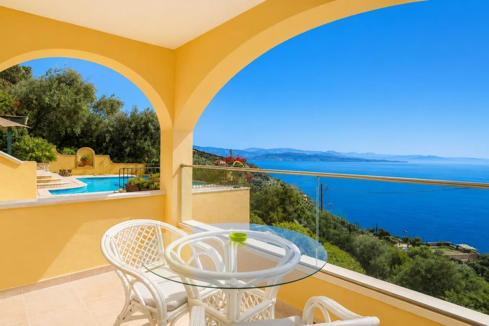 Terrace area with panoramic sea views