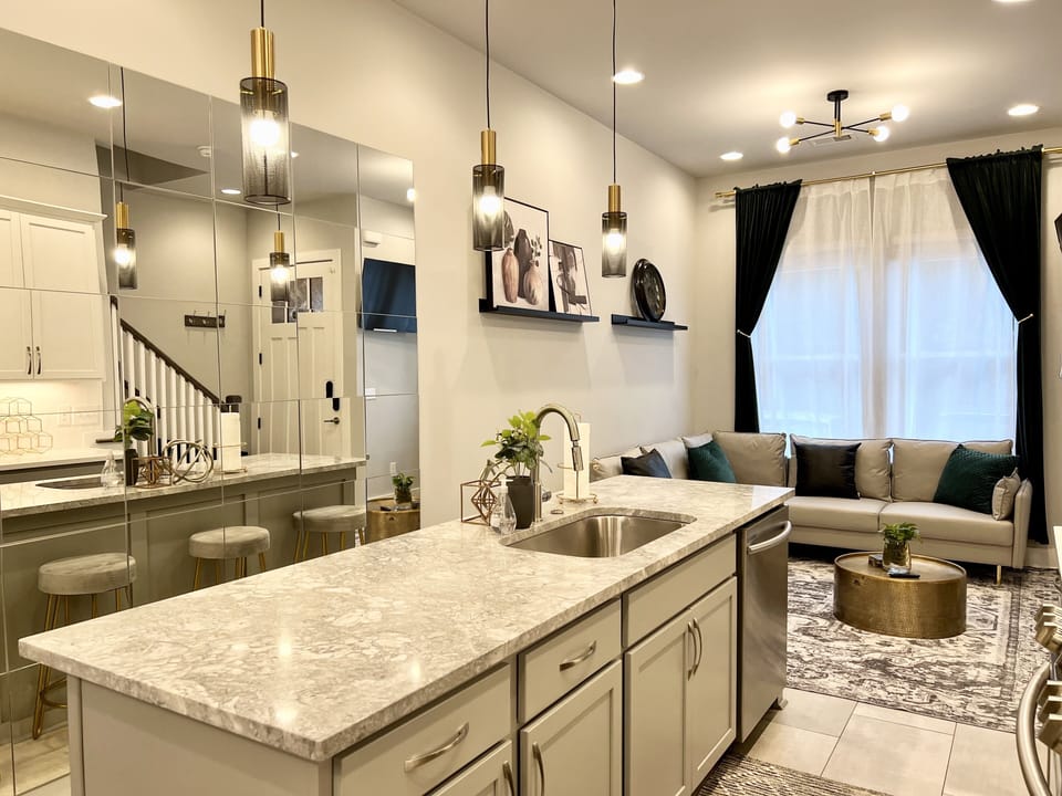 Kitchen Island into Living Room
