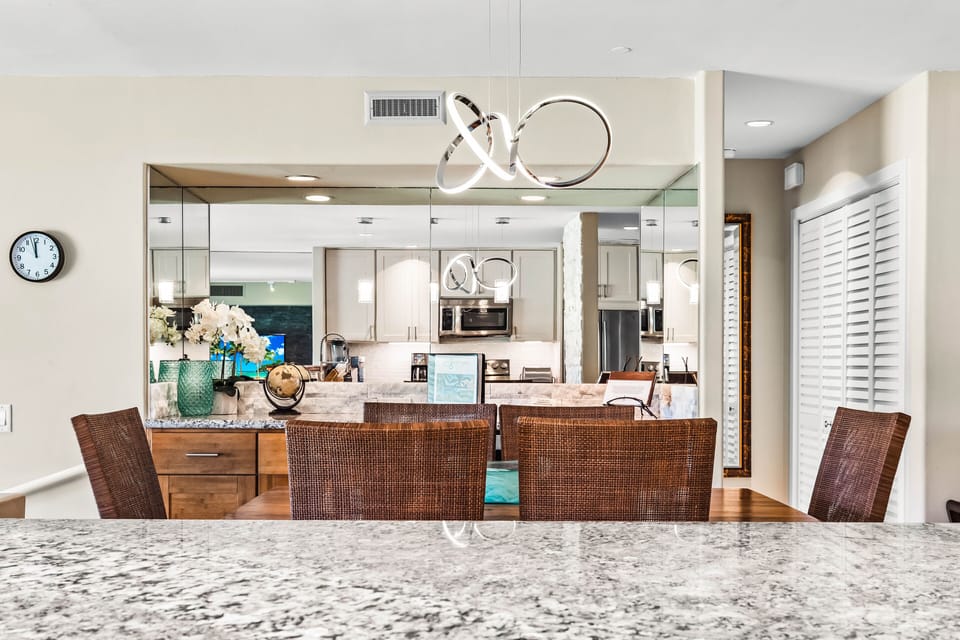 Mirror over the dining area