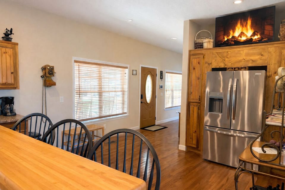 Watch TV in the sizable kitchen while preparing meals