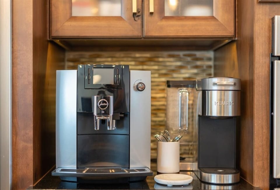 Whip up delicious meals or your favorite cup of coffee in this stylish kitchen!