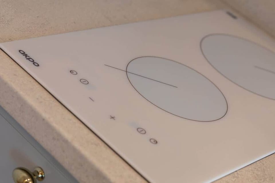 Close-up of a modern cooktop.