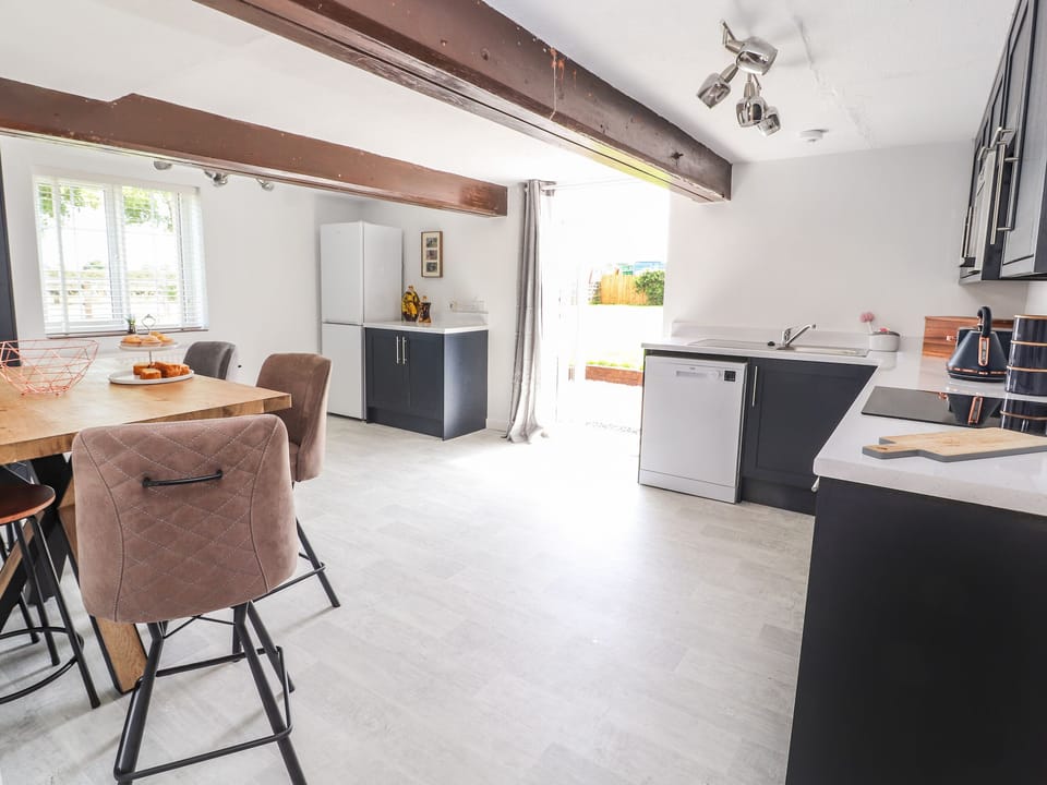 Fridge, dishwasher, electric kettle, toaster