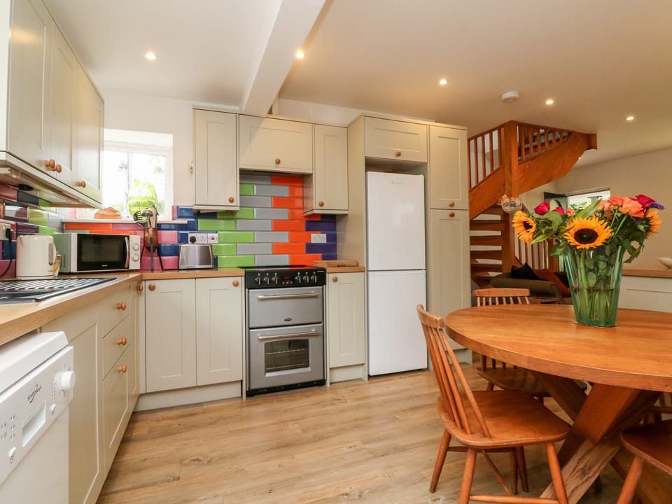 Fridge, dishwasher, electric kettle, toaster