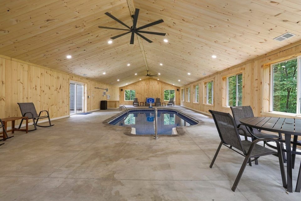 Indoor pool with seating