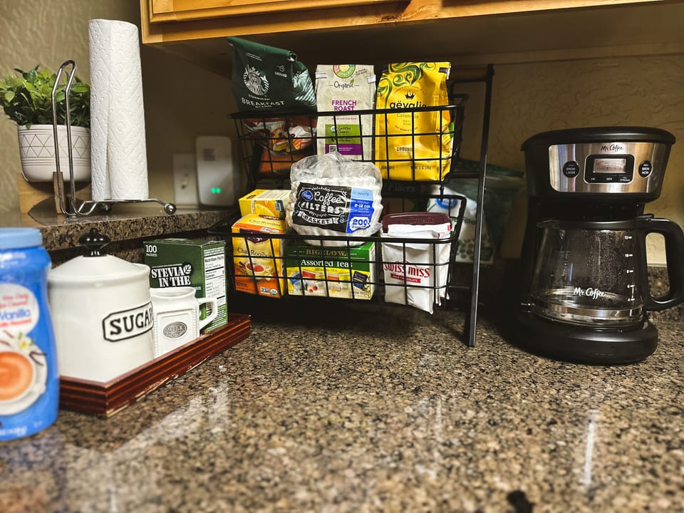 Enjoy a hot cup of coffee/tea before hitting the slopes in the winter. 