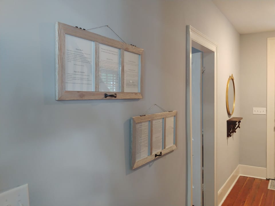 Hallway. 
House Info and Helpful Hints