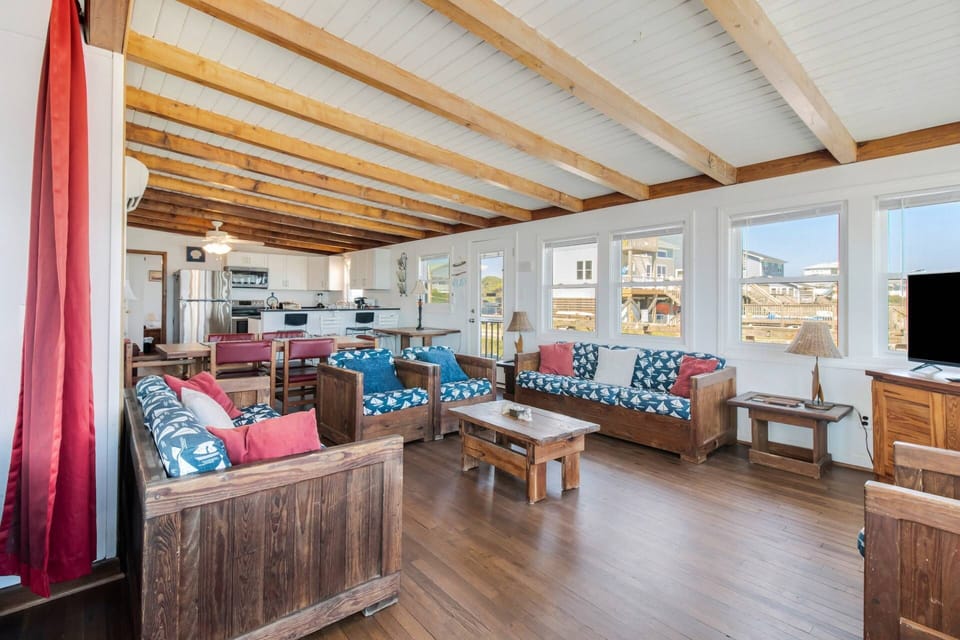 Living room and kitchen are one large space