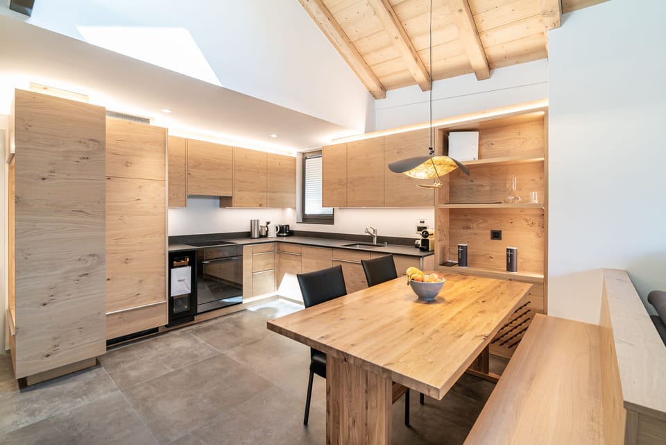 Two-Bedroom Attic Apartment with Matterhorn View | Private kitchen | Full-size fridge, oven, stovetop, dishwasher