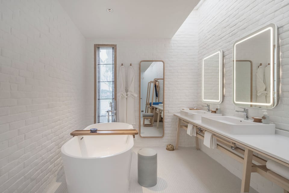 River View Pool Villa Suite | Bathroom | Separate tub and shower, deep soaking tub, rainfall showerhead