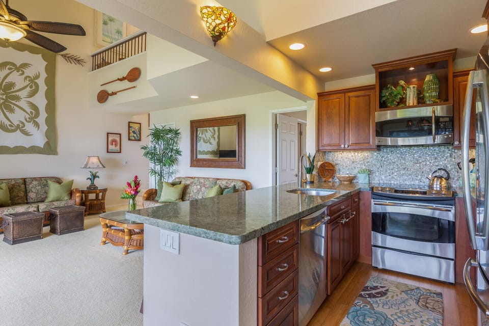 Kitchen w/ view of living area