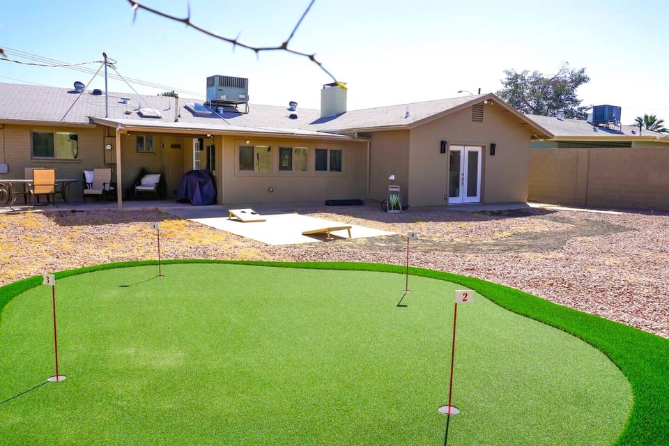 The home has some fun outdoor games for the whole family to enjoy.