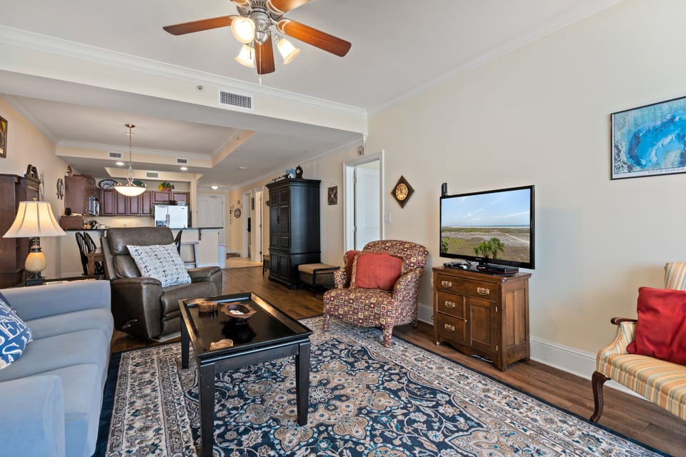 Gulf Front View Living Room 