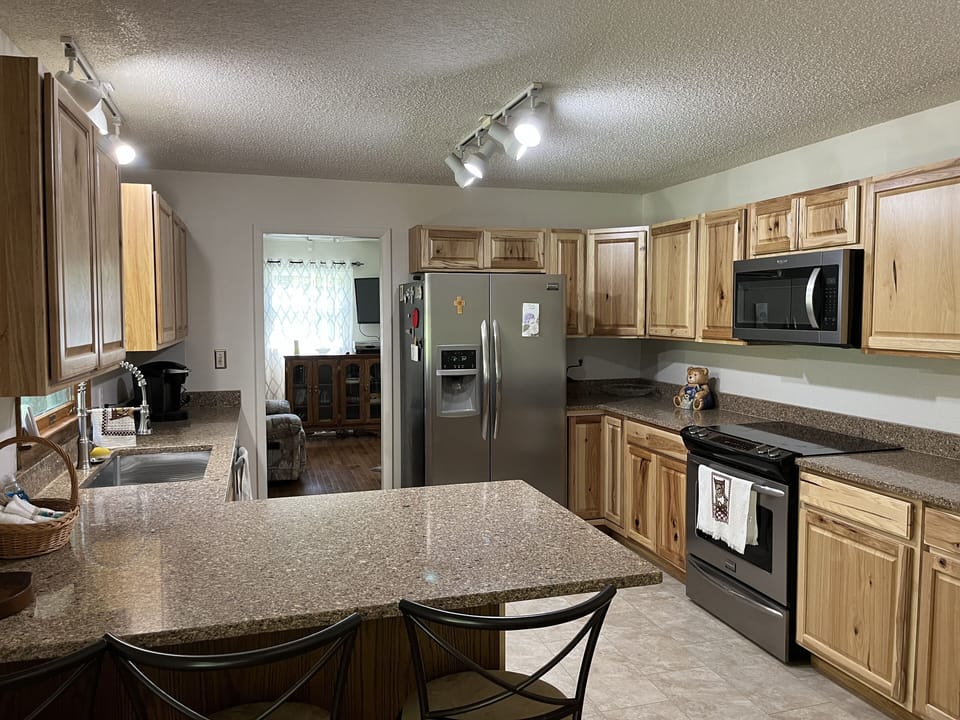 A view of the kitchen