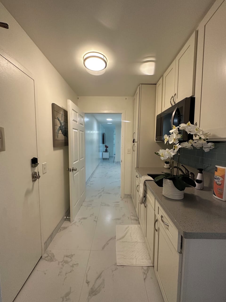 Hall way to room #1 & living room 