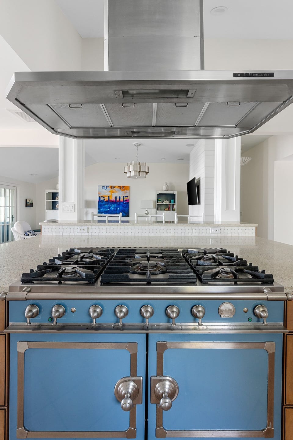 Professional oven and gas stove top.