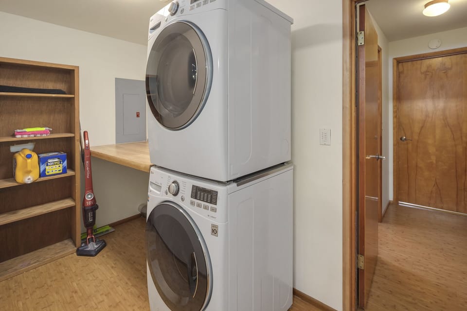 Laundry room with folding table