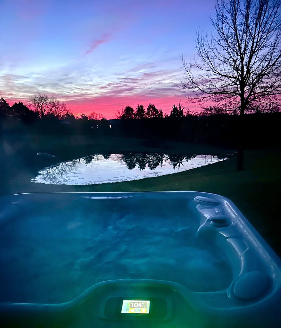 Sunrise view from the hot tub.