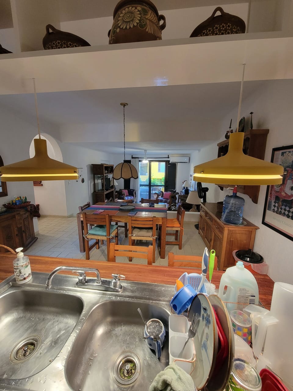 View from kitchen to dining and living room