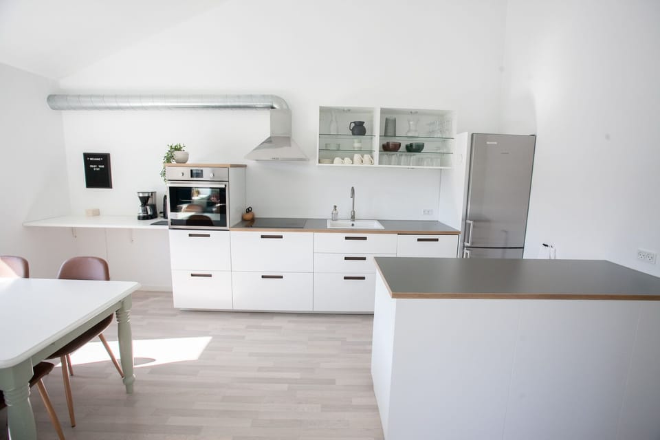 Executive Apartment | Private kitchen | Coffee/tea maker, fridge, oven, stovetop