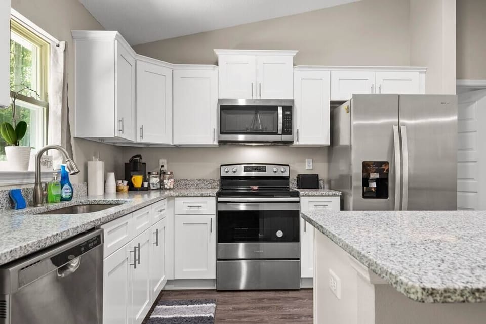 Prep and cook delicious meals in the large, well-equipped kitchen.