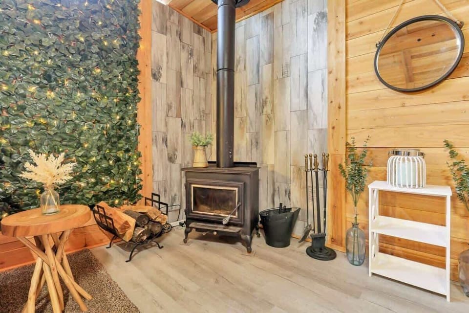 Wood burning fireplace