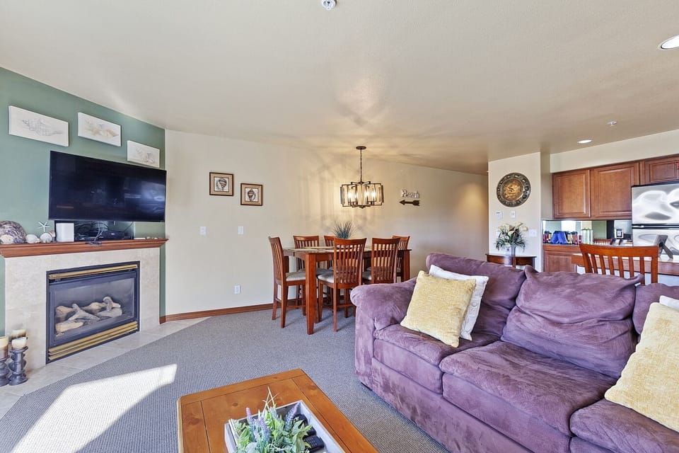Cozy Gas Fireplace and Roku TV for your streaming enjoyment.