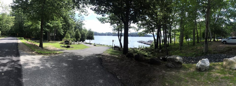 View down to the waterfront from Cummings Cove road beach access point.