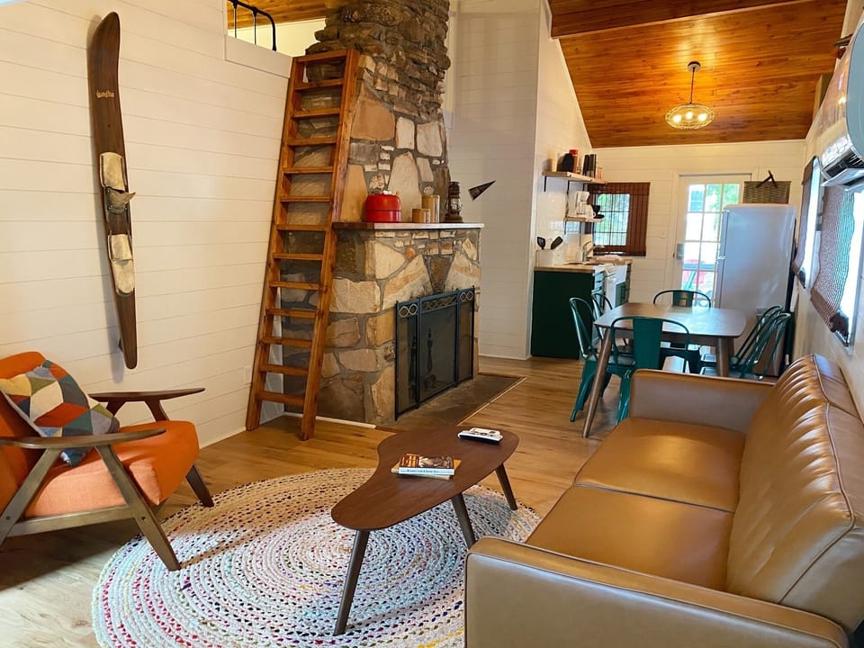 The cozy living room is warm and inviting.