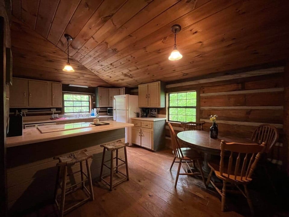 Kitchen with a dining area.