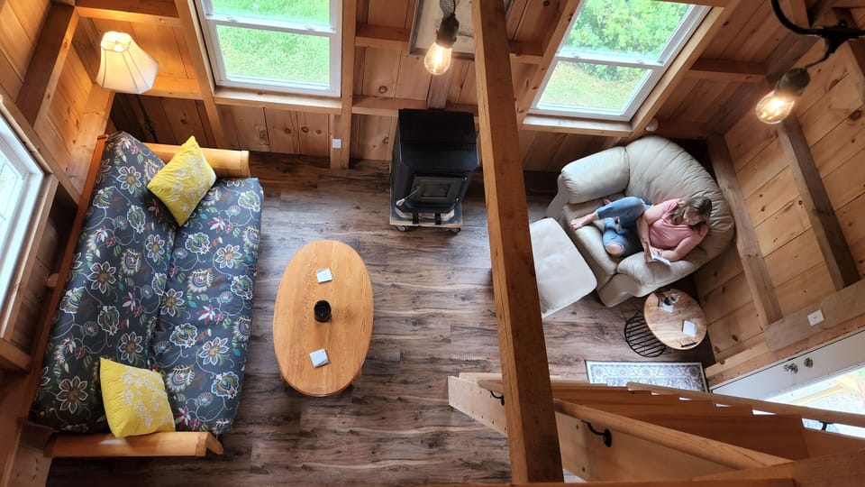 Looking down from the loft sleeping area.