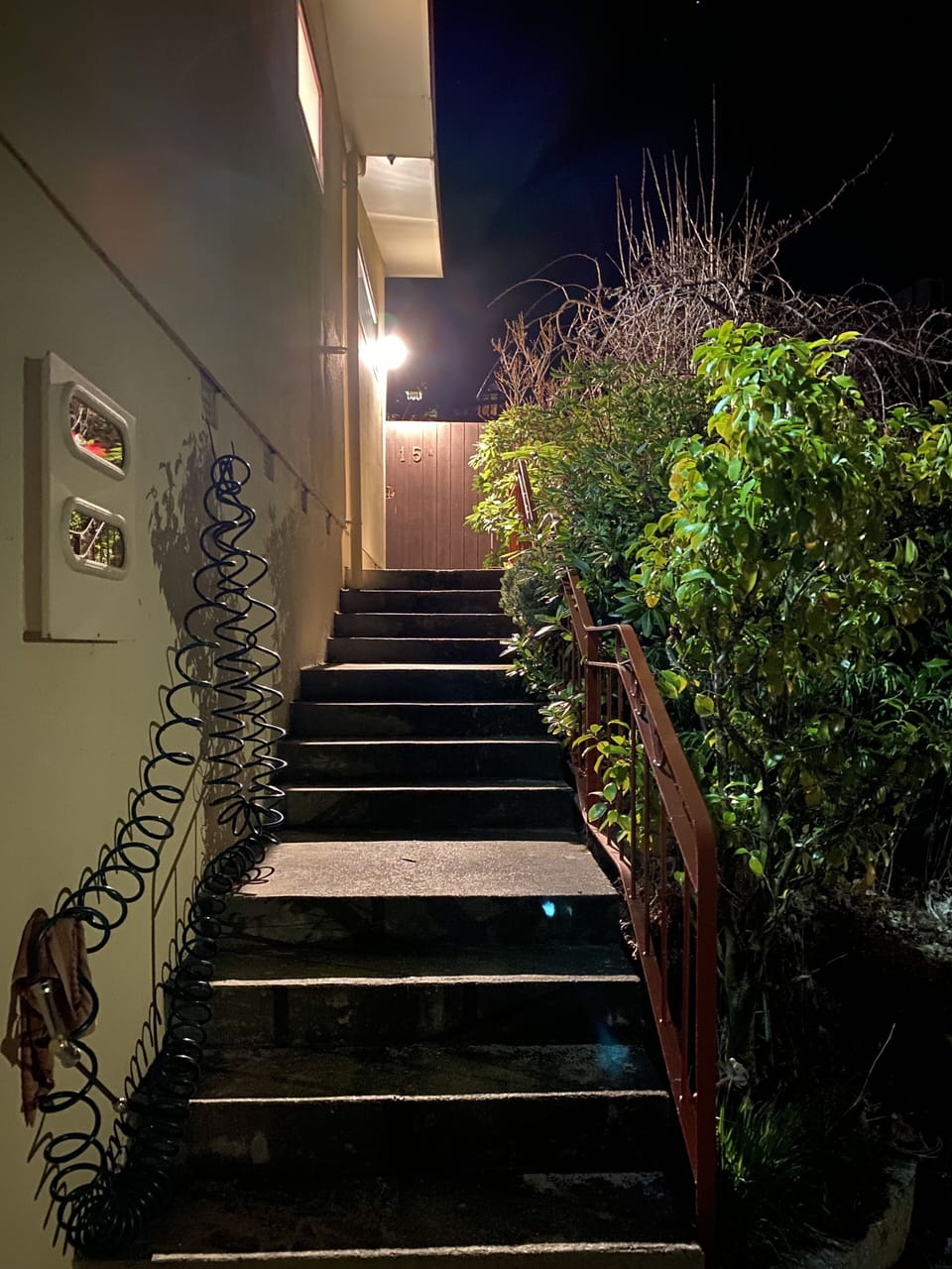 Well lit stairs to unit