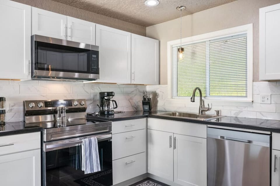 Stainless steel appliances, supplied coffee, and other essential items to make your stay as easy as possible!