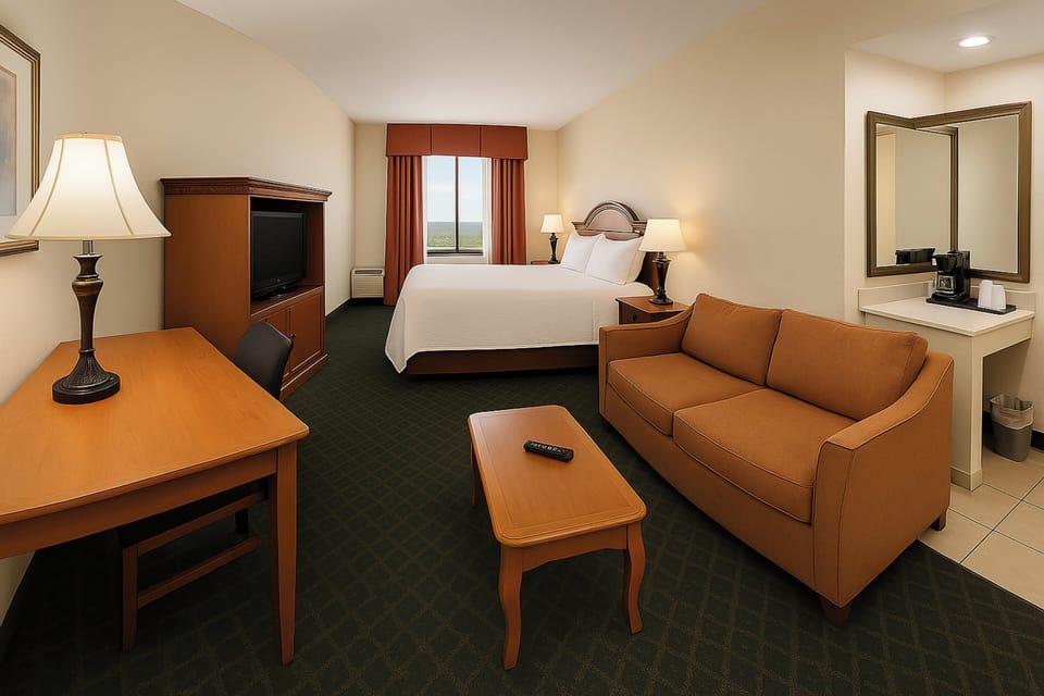 Suite, 1 King Bed | 1 bedroom, desk, laptop workspace, blackout drapes