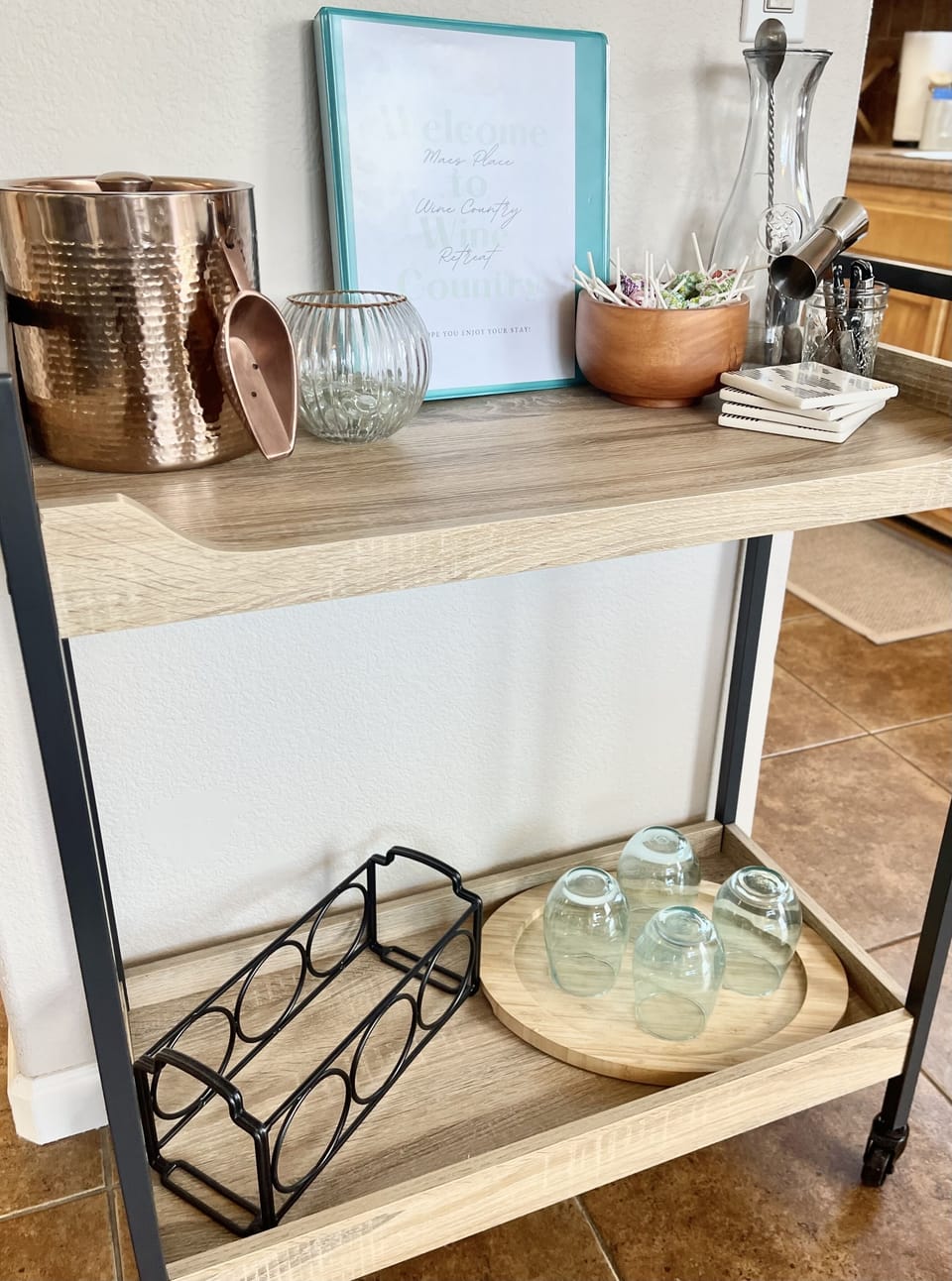 Bar cart for mixing drinks or enjoying a glass of Sonoma County wine